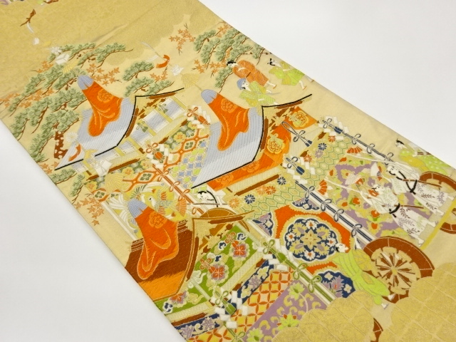 雲取りに祇園祭山鉾模様織出し袋帯